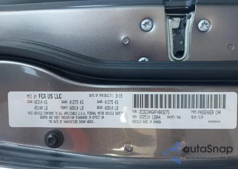 2015 Chrysler 300 Limited from USA, damaged, VIN 2C3CCAAG0FH803275